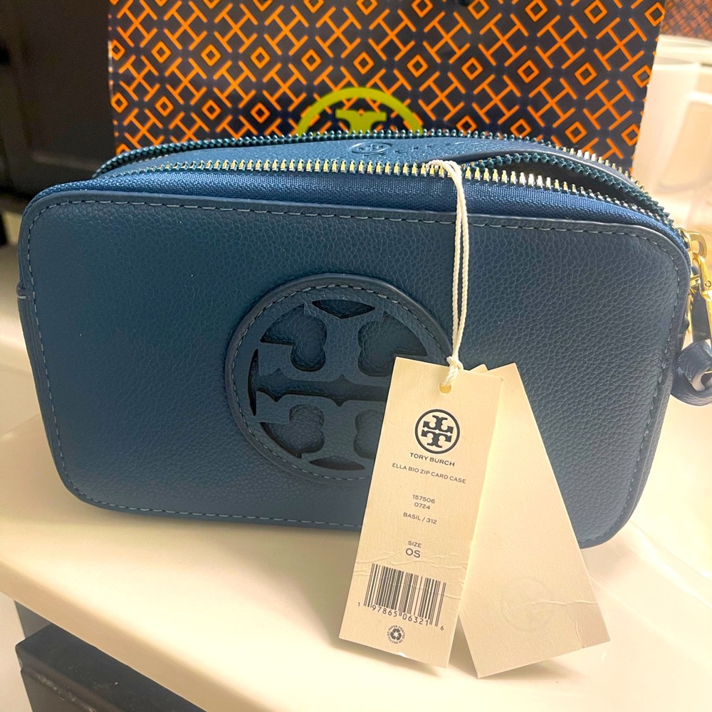 NWT Tory Burch Blue Pebbled Leather Crossbody Bag - Picture 8 of 8